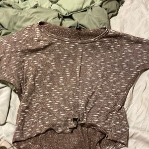 Light brown and white sparkling long sleeve kids top